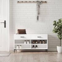 Skobænk 102x35x55 cm konstrueret træ hvid