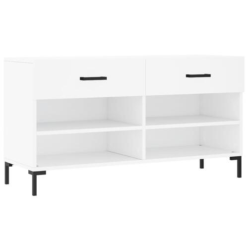 Skobænk 102x35x55 cm konstrueret træ hvid