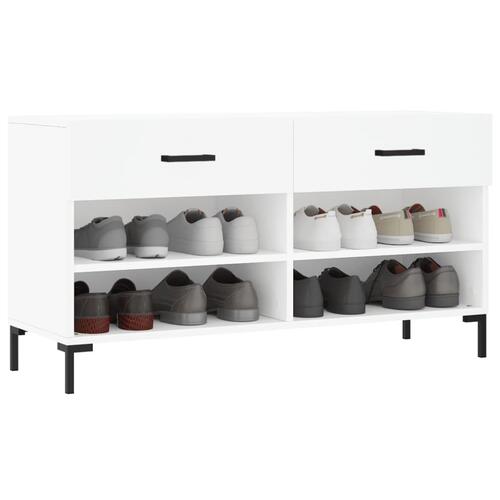 Skobænk 102x35x55 cm konstrueret træ hvid