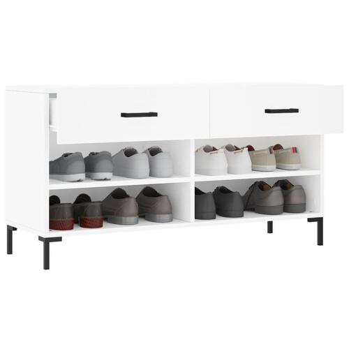 Skobænk 102x35x55 cm konstrueret træ hvid