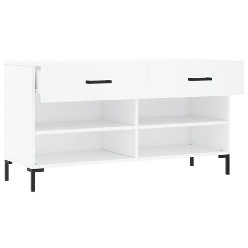 Skobænk 102x35x55 cm konstrueret træ hvid