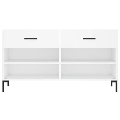 Skobænk 102x35x55 cm konstrueret træ hvid