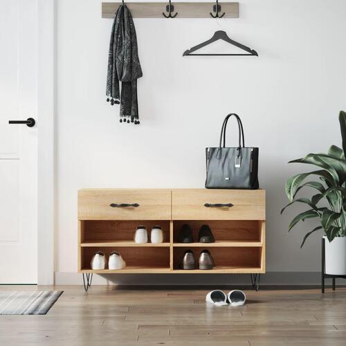 Skobænk 102x35x55 cm konstrueret træ sonoma-eg