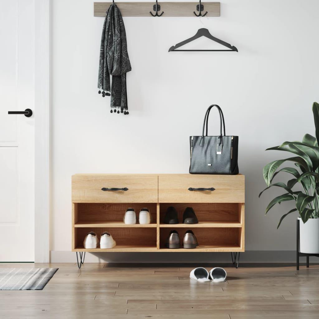Skobænk 102x35x55 cm konstrueret træ sonoma-eg
