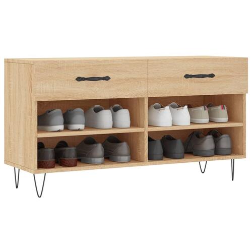 Skobænk 102x35x55 cm konstrueret træ sonoma-eg