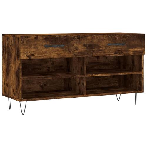 Skobænk 102x35x55 cm konstrueret træ røget egetræsfarve
