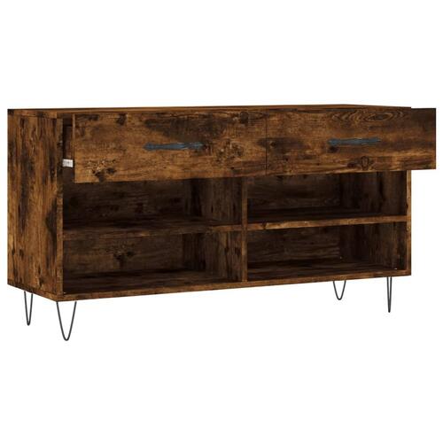 Skobænk 102x35x55 cm konstrueret træ røget egetræsfarve