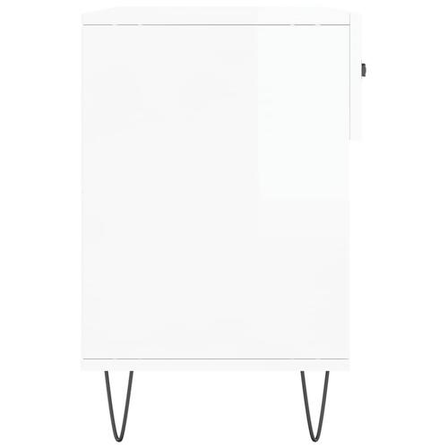 Skobænk 102x35x55 cm konstrueret træ hvid højglans