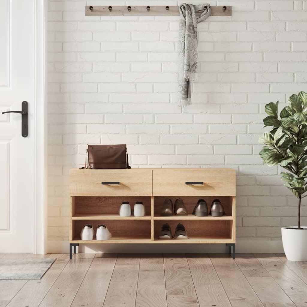 Skobænk 102x35x55 cm konstrueret træ sonoma-eg
