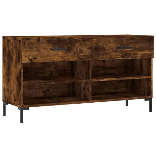 Skobænk 102x35x55 cm konstrueret træ røget egetræsfarve
