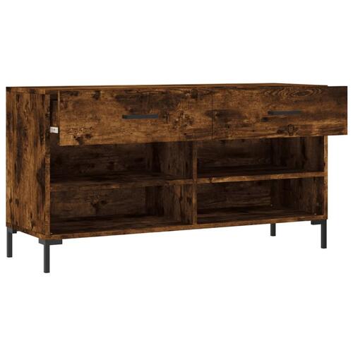 Skobænk 102x35x55 cm konstrueret træ røget egetræsfarve