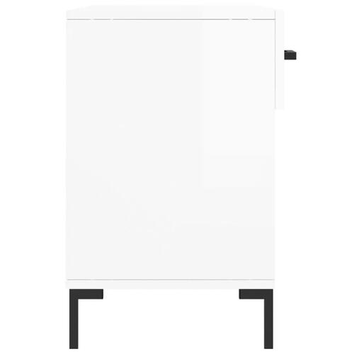 Skobænk 102x35x55 cm konstrueret træ hvid højglans