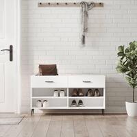 Skobænk 102x35x55 cm konstrueret træ hvid