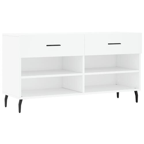 Skobænk 102x35x55 cm konstrueret træ hvid