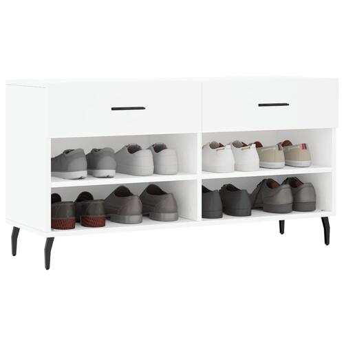 Skobænk 102x35x55 cm konstrueret træ hvid