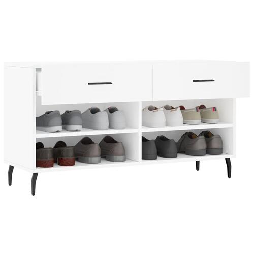 Skobænk 102x35x55 cm konstrueret træ hvid