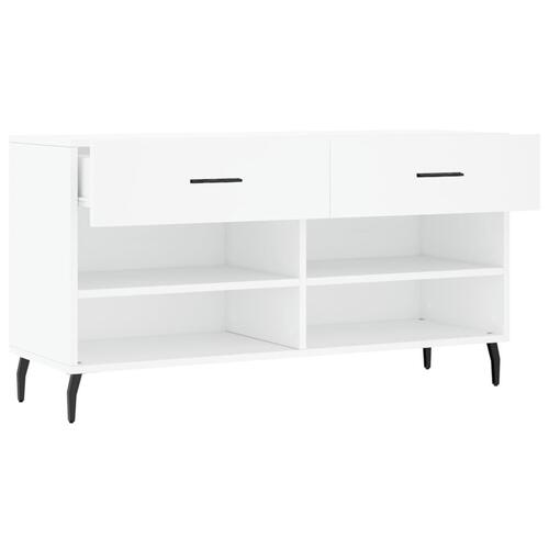 Skobænk 102x35x55 cm konstrueret træ hvid