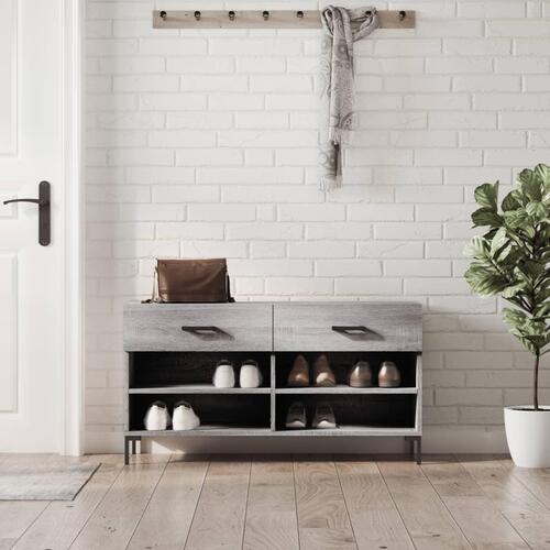 Skobænk 102x35x55 cm konstrueret træ grå sonoma-eg