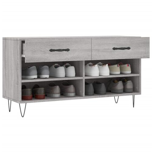 Skobænk 102x35x55 cm konstrueret træ grå sonoma-eg