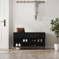 Skobænk 102x35x55 cm konstrueret træ sort