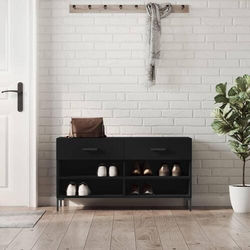 Skobænk 102x35x55 cm konstrueret træ sort