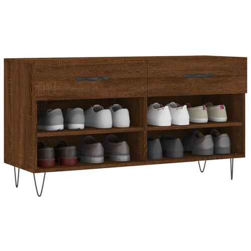 Skobænk 102x35x55 cm konstrueret træ brun egetræsfarve