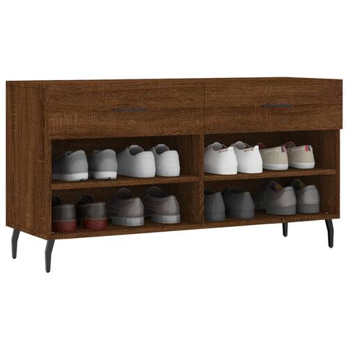Skobænk 102x35x55 cm konstrueret træ brun egetræsfarve