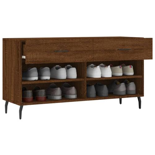 Skobænk 102x35x55 cm konstrueret træ brun egetræsfarve