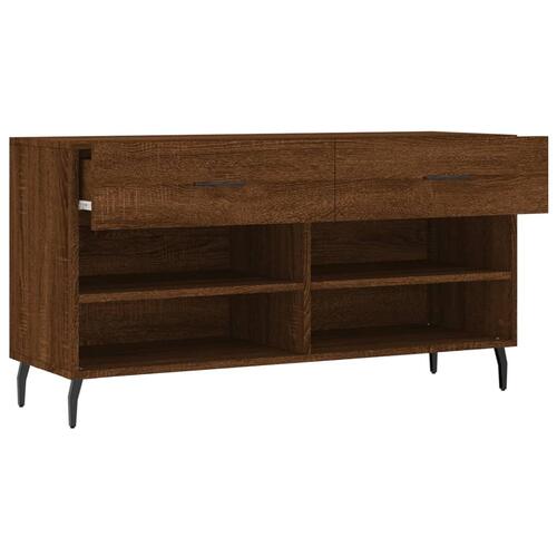 Skobænk 102x35x55 cm konstrueret træ brun egetræsfarve
