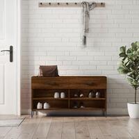 Skobænk 102x35x55 cm konstrueret træ brun egetræsfarve