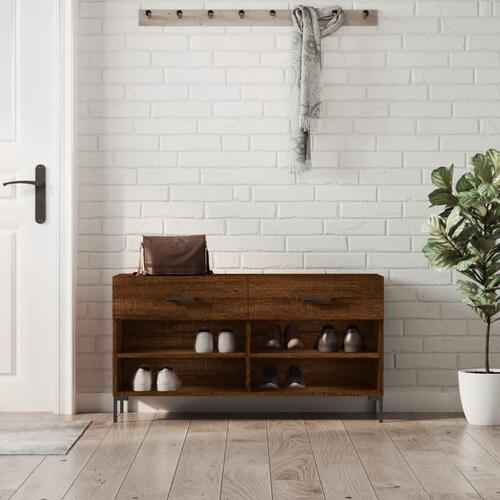 Skobænk 102x35x55 cm konstrueret træ brun egetræsfarve