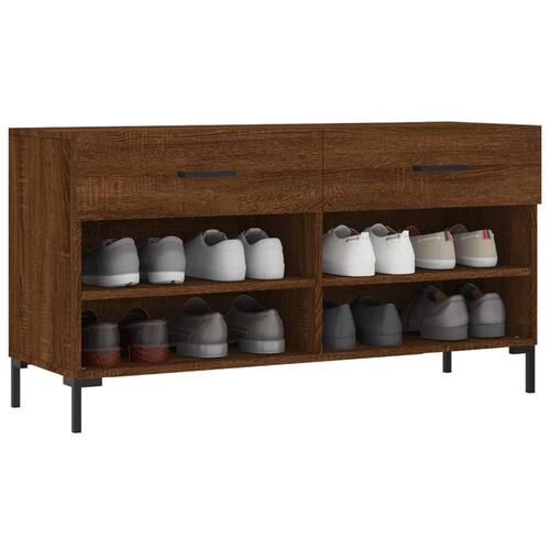 Skobænk 102x35x55 cm konstrueret træ brun egetræsfarve