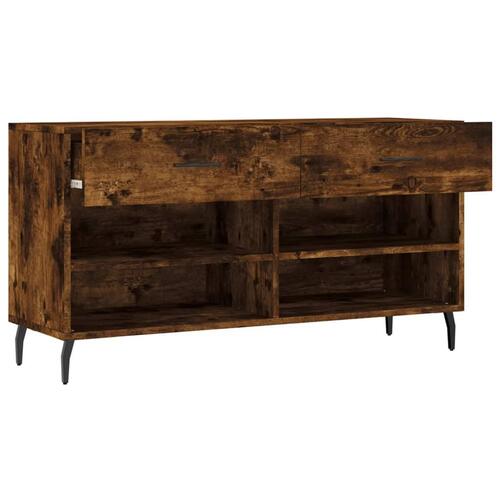 Skobænk 102x35x55 cm konstrueret træ røget egetræsfarve