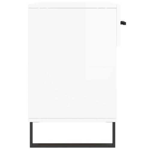 Skobænk 102x35x55 cm konstrueret træ hvid højglans