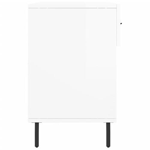 Skobænk 102x35x55 cm konstrueret træ hvid højglans