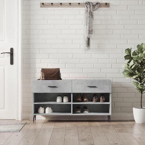 Skobænk 102x35x55 cm konstrueret træ betongrå