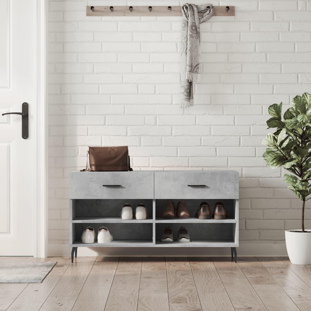 Skobænk 102x35x55 cm konstrueret træ betongrå