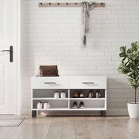 Skobænk 102x35x55 cm konstrueret træ hvid
