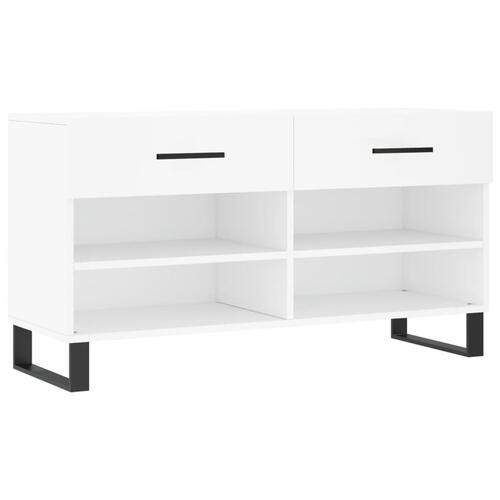 Skobænk 102x35x55 cm konstrueret træ hvid