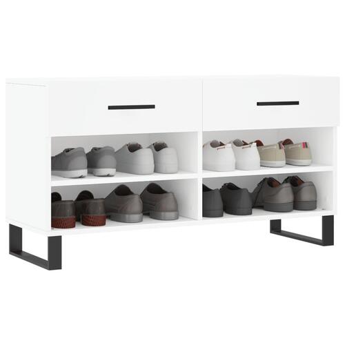 Skobænk 102x35x55 cm konstrueret træ hvid