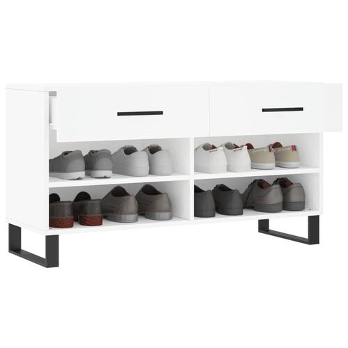 Skobænk 102x35x55 cm konstrueret træ hvid