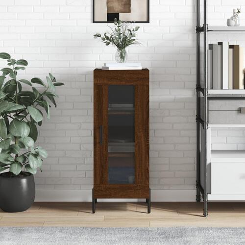 Skænk 34,5x34x90 cm konstrueret træ brun egetræsfarve