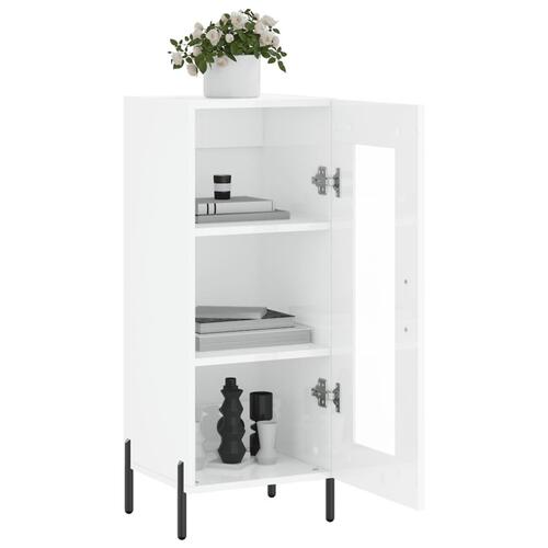 Skænk 34,5x34x90 cm konstrueret træ hvid højglans