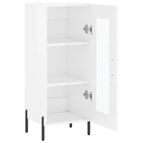 Skænk 34,5x34x90 cm konstrueret træ hvid højglans