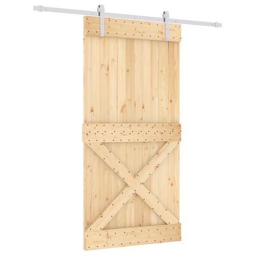 Skydedør med monteringssæt 100x210 cm massivt fyrretræ