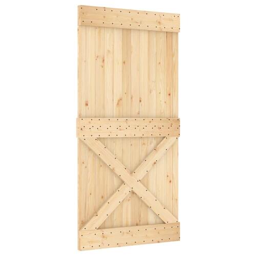 Skydedør med monteringssæt 100x210 cm massivt fyrretræ