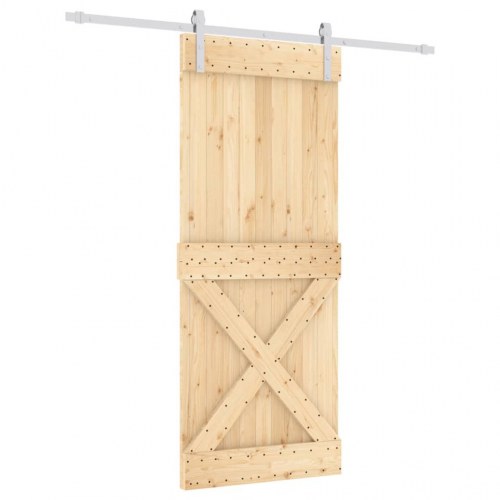 Skydedør med monteringssæt 85x210 cm massivt fyrretræ