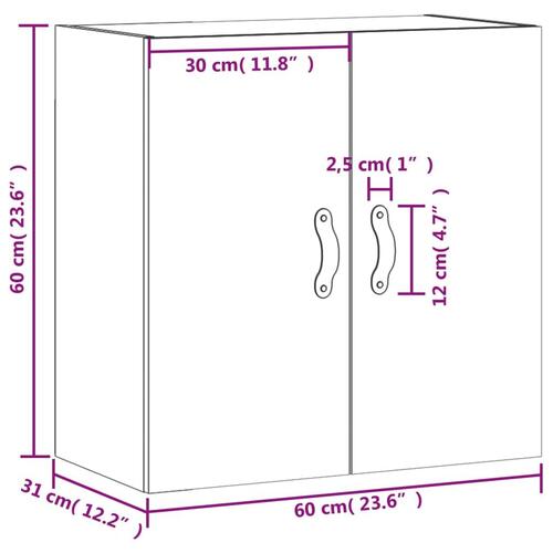 Vægskab 60x31x60 cm konstrueret træ hvid højglans