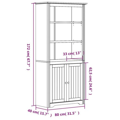 Bogreol BODO 80x40x172 cm massivt fyrretræ grå