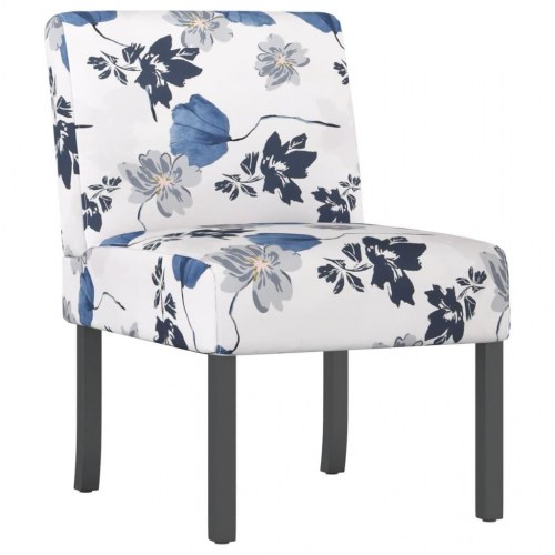 Stol med blomstermønster i stof - blå/hvid loungestol uden armlæn